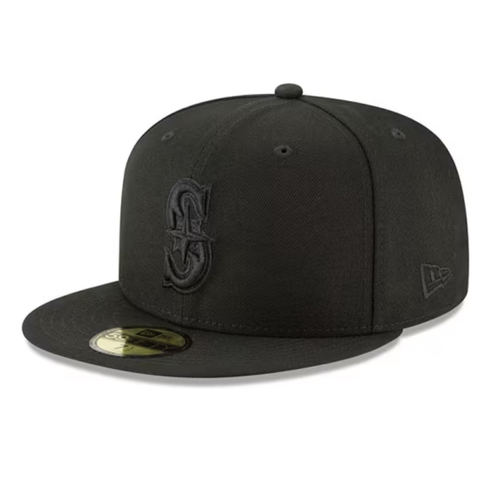 NEW ERA SEATTLE MARINERS MENS BLACK BASIC 59FIFTY FITTED HAT